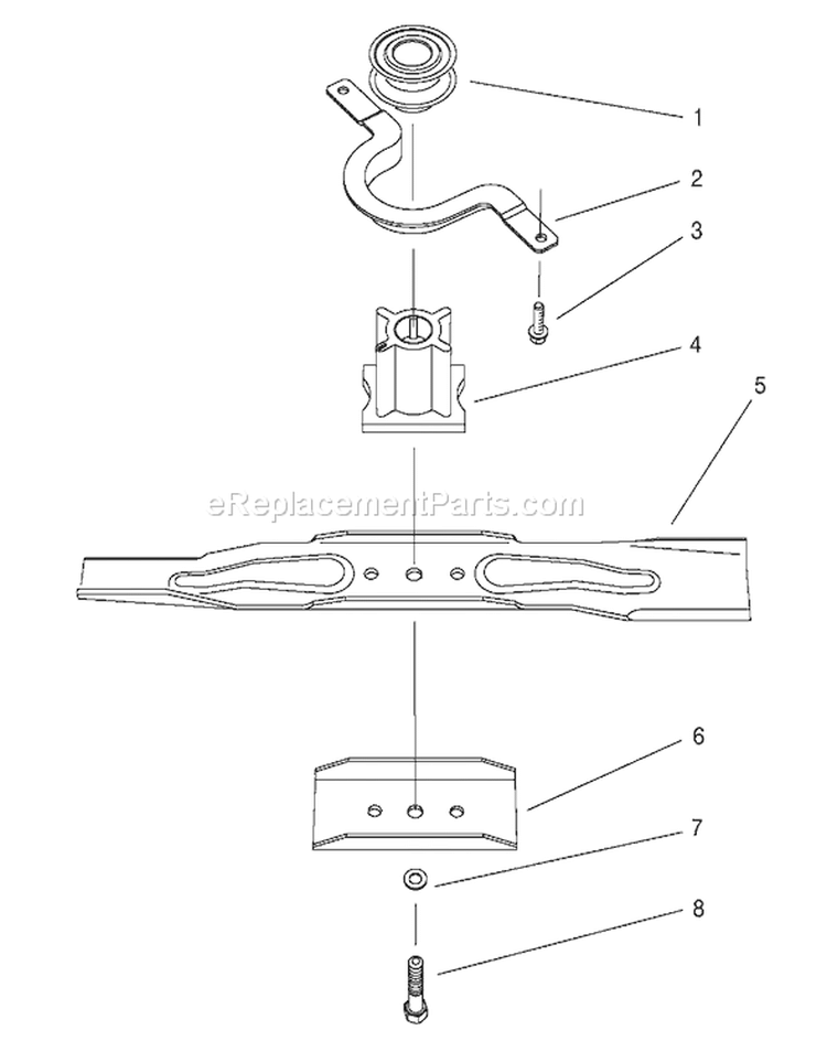 Blade Assembly Diagram and Parts List for 20808 7900001-7999999 - 1997 Toro Lawn Mower