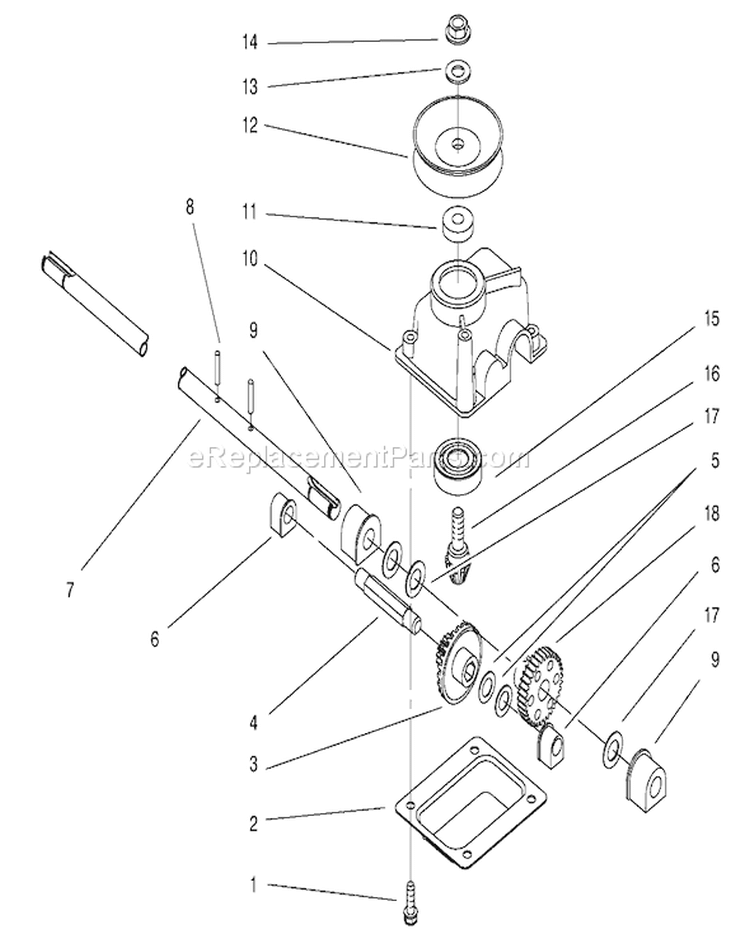 Gear Case Assembly Diagram and Parts List for 20808 7900001-7999999 - 1997 Toro Lawn Mower
