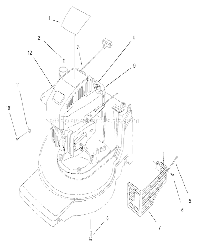 Engine Assembly Diagram and Parts List for 20808 8900001-8999999 - 1998 Toro Lawn Mower