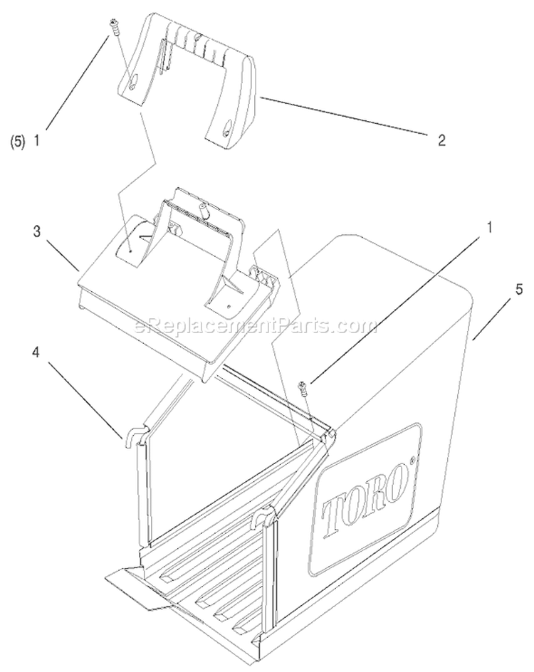 Grass Bag Assembly Diagram and Parts List for 20808 9900001-9999999 - 1999 Toro Lawn Mower