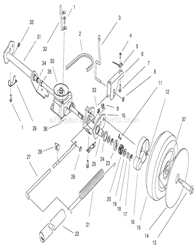 Rear Axle Assembly Diagram and Parts List for 20808 9900001-9999999 - 1999 Toro Lawn Mower