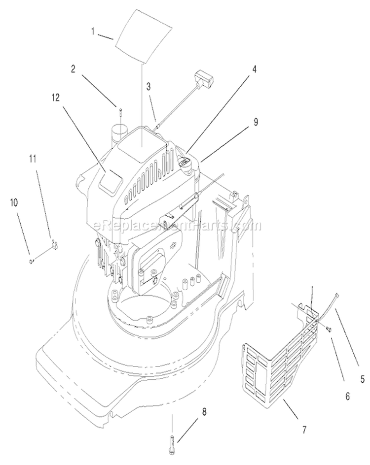 Engine Assembly Diagram and Parts List for 20808 9900001-9999999 - 1999 Toro Lawn Mower