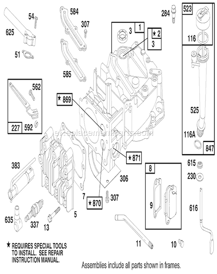 Engine Diagram and Parts List for 20808 9900001-9999999 - 1999 Toro Lawn Mower
