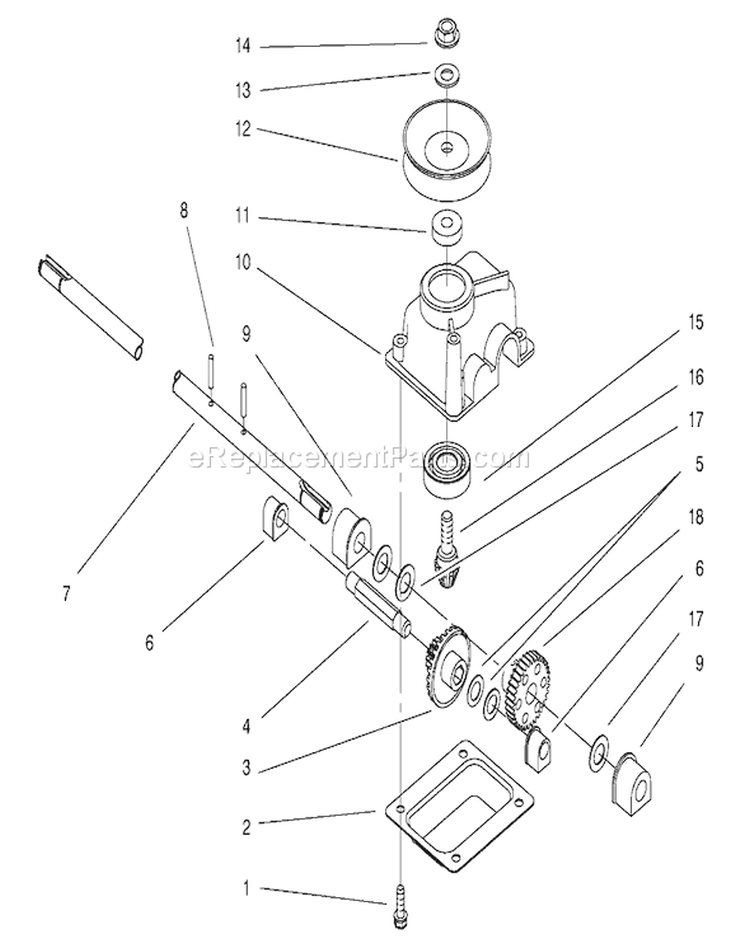 Gear Case Assembly Diagram and Parts List for 20809 7900001-7999999 - 1997 Toro Lawn Mower