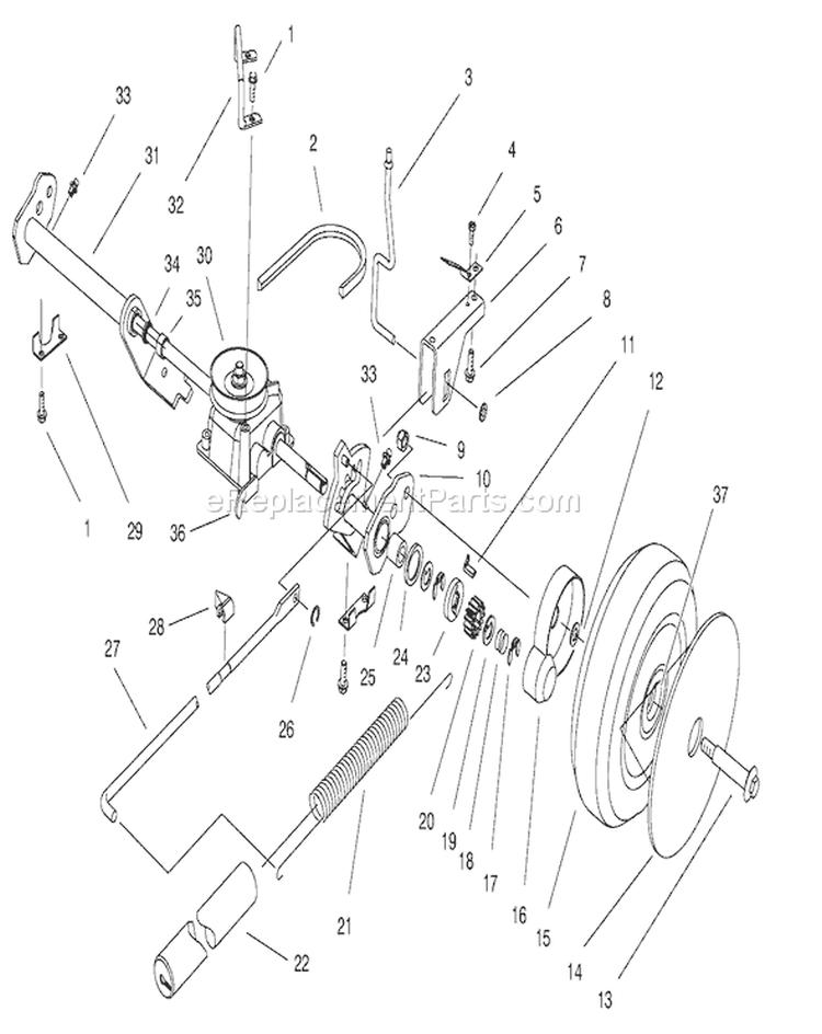 Rear Axle Assembly Diagram and Parts List for 20809 7900001-7999999 - 1997 Toro Lawn Mower