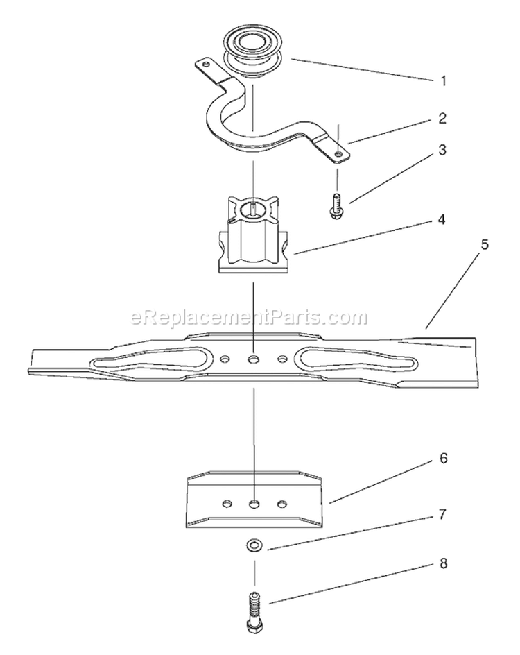 Blade Assembly Diagram and Parts List for 20809 8900001-8999999 - 1998 Toro Lawn Mower