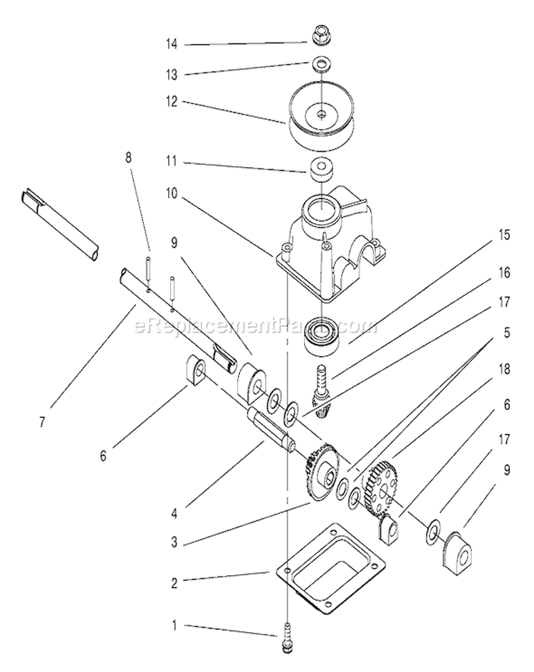 Gear Case Assembly Diagram and Parts List for 20809 8900001-8999999 - 1998 Toro Lawn Mower