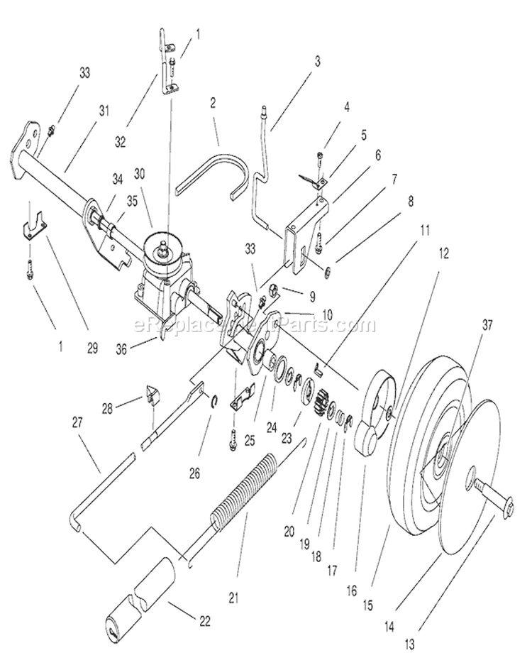 Rear Axle Assembly Diagram and Parts List for 20809 8900001-8999999 - 1998 Toro Lawn Mower