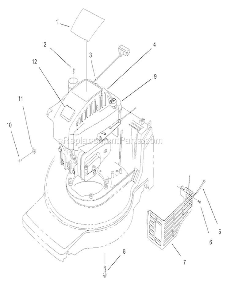 Engine Assembly Diagram and Parts List for 20809 8900001-8999999 - 1998 Toro Lawn Mower