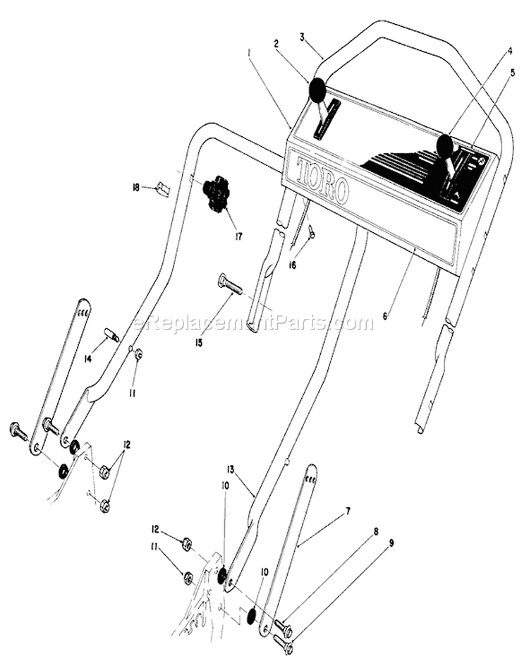 Handle Assembly Diagram and Parts List for 20810C 5000001-5999999 - 1985 Toro Lawn Mower