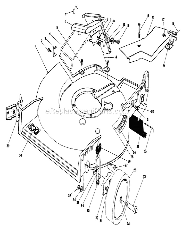 Housing Assembly Diagram and Parts List for 20810C 5000001-5999999 - 1985 Toro Lawn Mower