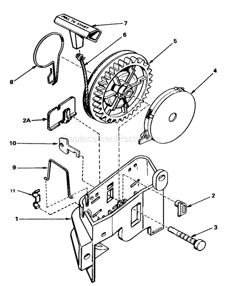 Rewind Starter Diagram and Parts List for 20810 3000001-3999999 - 1983 Toro Lawn Mower