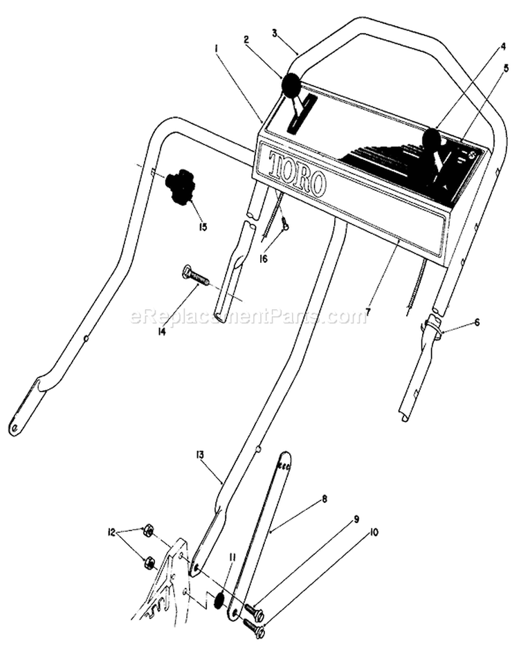 Handle Assembly Diagram and Parts List for 20810 3000001-3999999 - 1983 Toro Lawn Mower