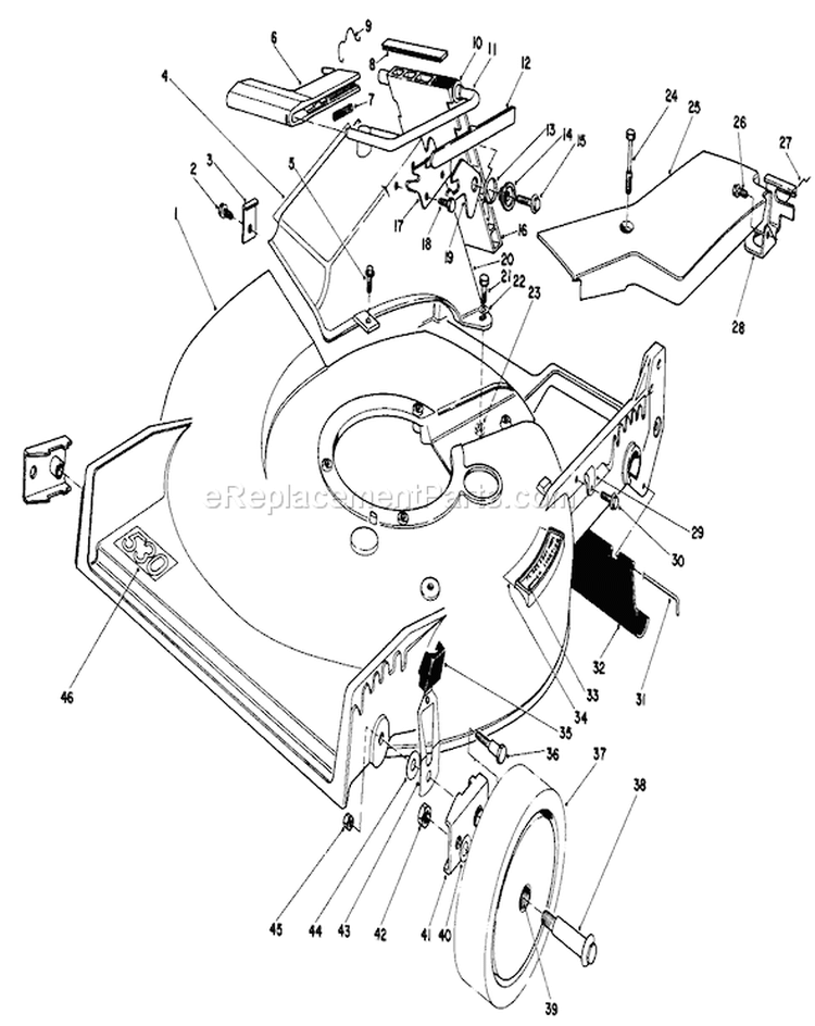 Housing Assembly Diagram and Parts List for 20810 3000001-3999999 - 1983 Toro Lawn Mower