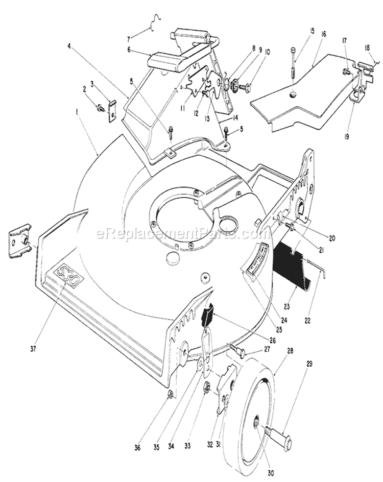 Housing Assembly Diagram and Parts List for 20810 4000001-4999999 - 1984 Toro Lawn Mower