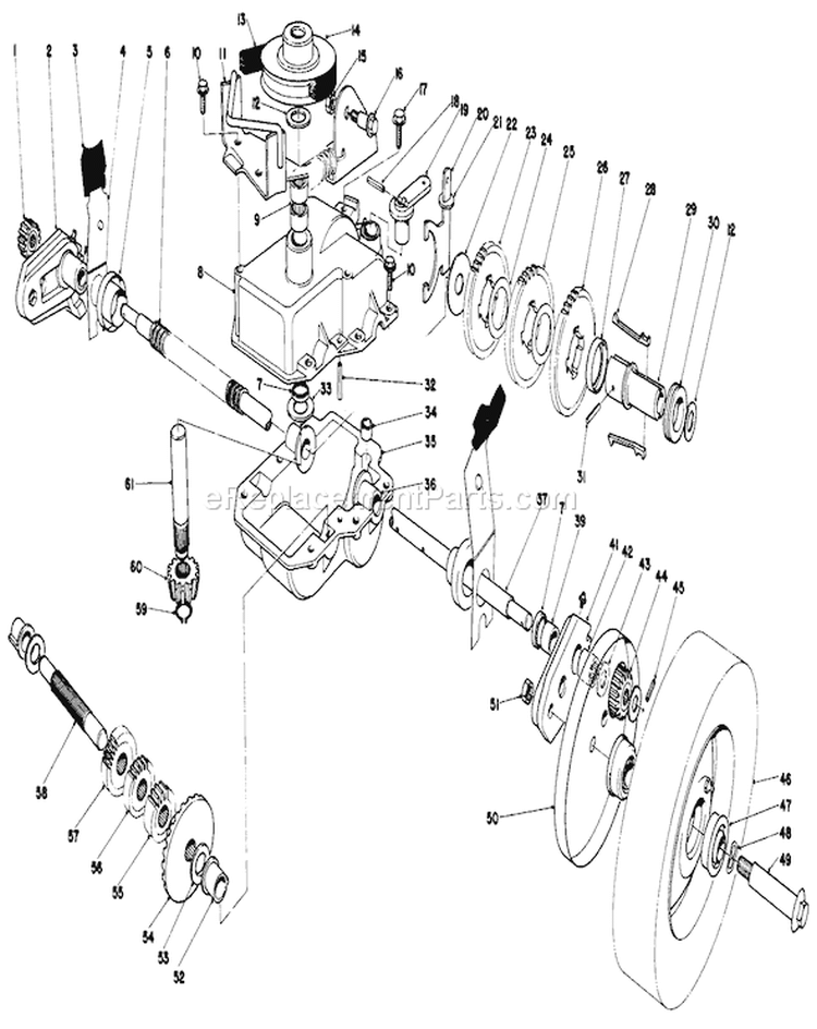 Gear Case Assembly Diagram and Parts List for 20810 9000001-9999999 - 1979 Toro Lawn Mower