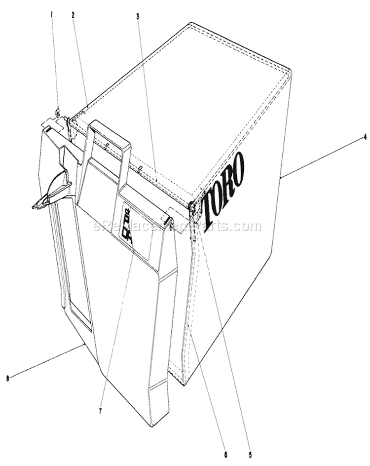 Grass Bag Assembly Diagram and Parts List for 20810 9000001-9999999 - 1979 Toro Lawn Mower