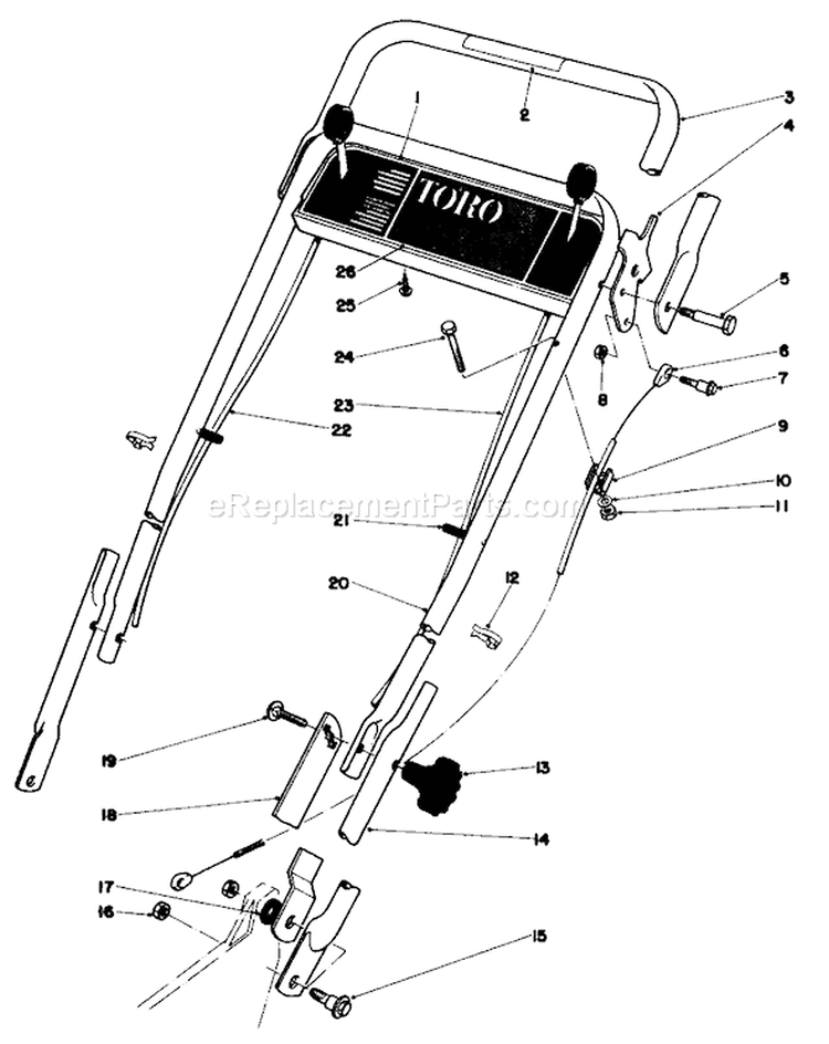 Handle Assembly Diagram and Parts List for 20810 9000001-9999999 - 1979 Toro Lawn Mower