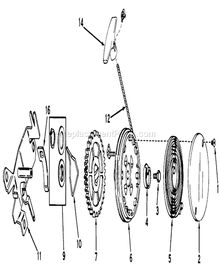 Rewind Starter Diagram and Parts List for 20810 9000001-9999999 - 1979 Toro Lawn Mower