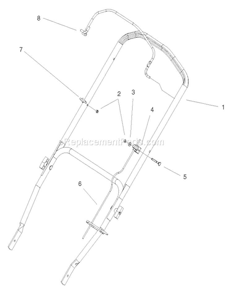 Hp Handle Assembly Diagram and Parts List for 20805 200000001-200999999 - 2000 Toro Lawn Mower