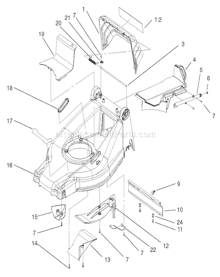 Deck, Kickers and Recycler Plug Diagram and Parts List for 20811 200000001-200999999 - 2000 Toro Lawn Mower