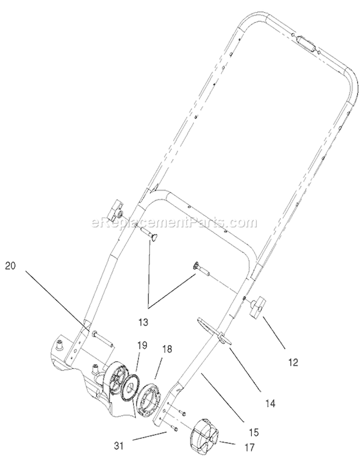 Lower Handle And Control Assembly Diagram and Parts List for 20814 220000001-220999999 - 2002 Toro Lawn Mower