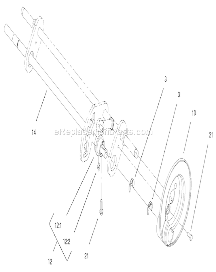 Pivot Shaft Assembly Diagram and Parts List for 20814 220000001-220999999 - 2002 Toro Lawn Mower
