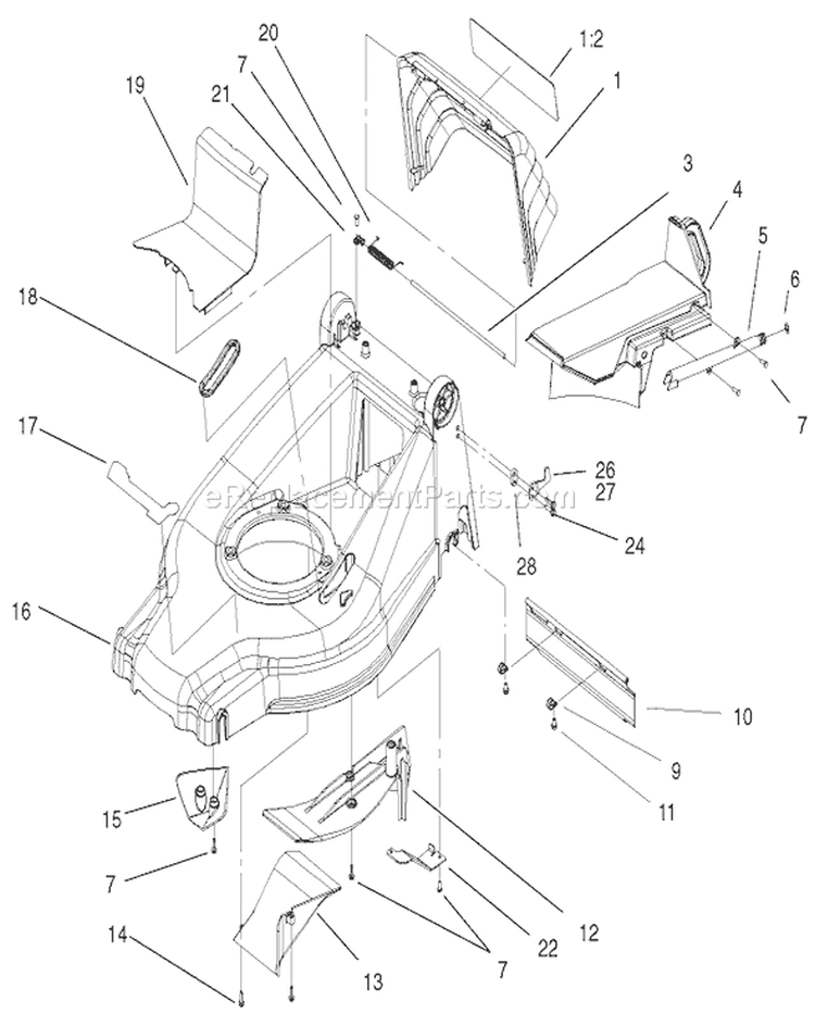 Deck, Kickers and Recycler Plug Diagram and Parts List for 20814 220000001-220999999 - 2002 Toro Lawn Mower