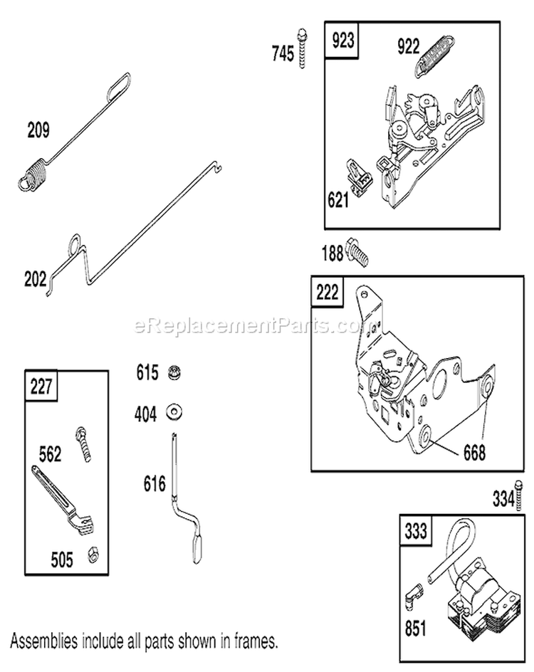Governor Assembly Diagram and Parts List for 20814 220000001-220999999 - 2002 Toro Lawn Mower