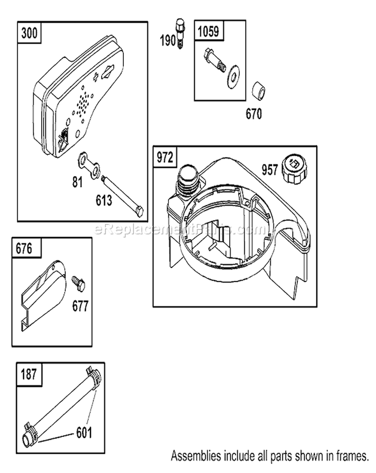 Muffler and Fuel Tank Diagram and Parts List for 20814 230000001-230999999 - 2003 Toro Lawn Mower