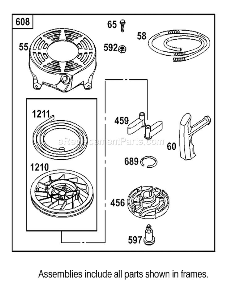 Starter Assembly Diagram and Parts List for 20814 230000001-230999999 - 2003 Toro Lawn Mower