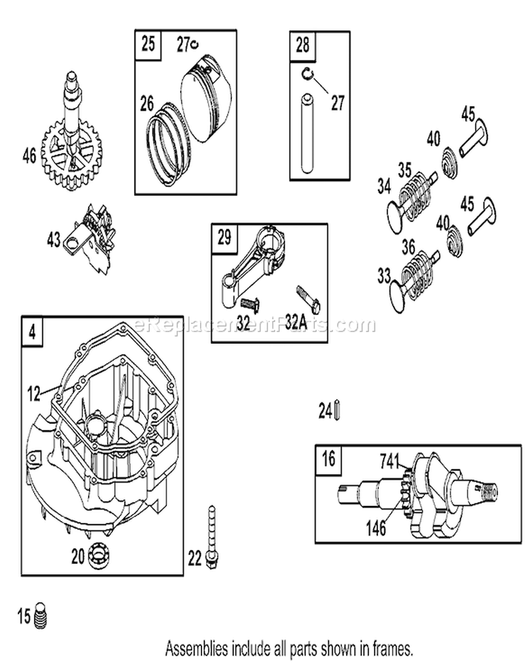 Crankcase, Crankshaft, Piston and Valve Diagram and Parts List for 20814 230000001-230999999 - 2003 Toro Lawn Mower