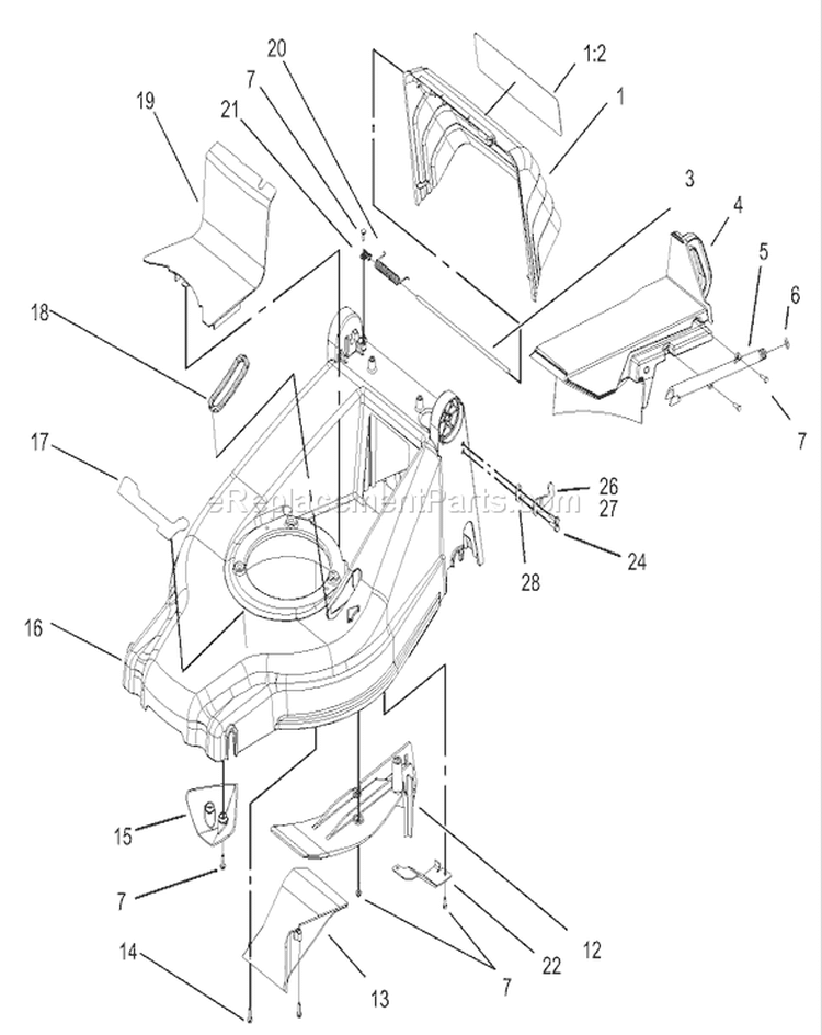 Deck, Kickers and Recycler Plug Diagram and Parts List for 20814 230000001-230999999 - 2003 Toro Lawn Mower