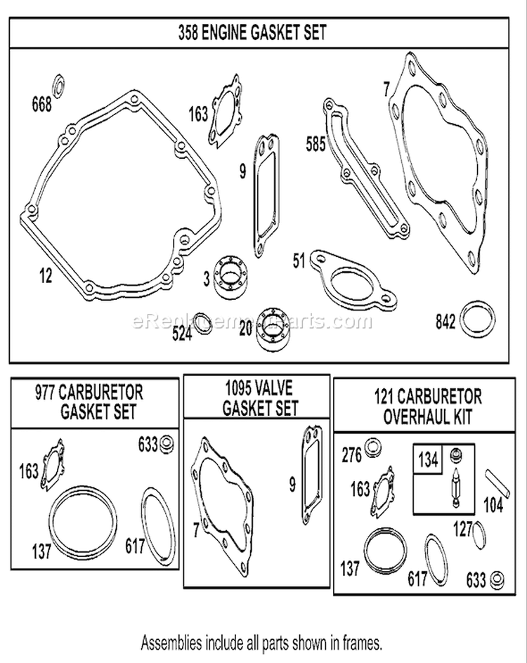 Gasket Assembly Diagram and Parts List for 20814 230000001-230999999 - 2003 Toro Lawn Mower