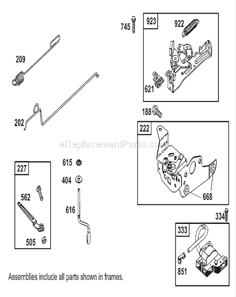 Governor Assembly Diagram and Parts List for 20814 230000001-230999999 - 2003 Toro Lawn Mower