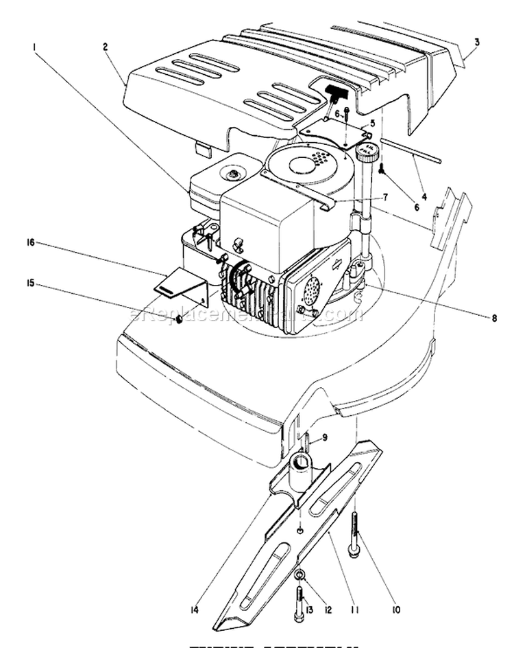 Engine Assembly Diagram and Parts List for 20815 1000001-1999999 - 1981 Toro Lawn Mower