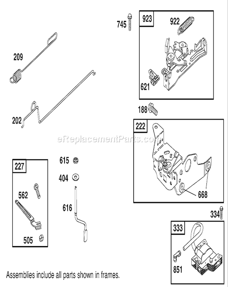 Governor Assembly Diagram and Parts List for 20816 220000001-220999999 - 2002 Toro Lawn Mower