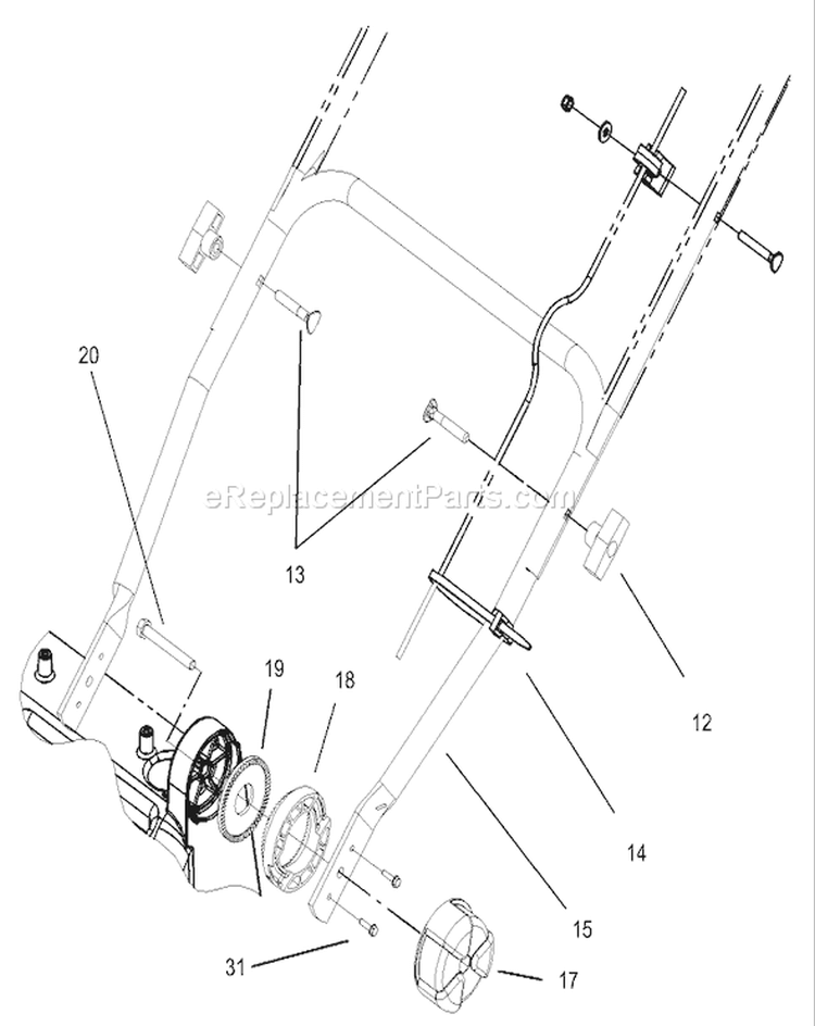 Lower Handle and Adjusting Knob Assembly Diagram and Parts List for 20816 240000001-240999999 - 2004 Toro Lawn Mower