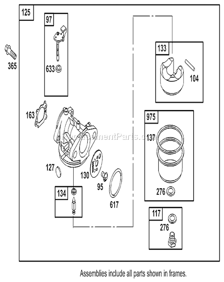 Carburetor Overhaul Kit Diagram and Parts List for 20816 240000001-240999999 - 2004 Toro Lawn Mower