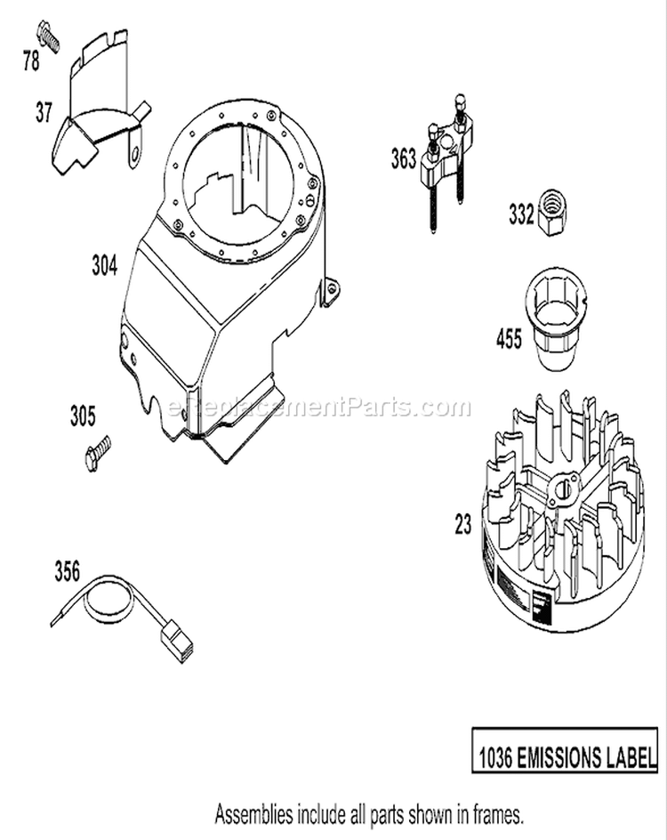 Flywheel and Blower Housing Diagram and Parts List for 20816 240000001-240999999 - 2004 Toro Lawn Mower