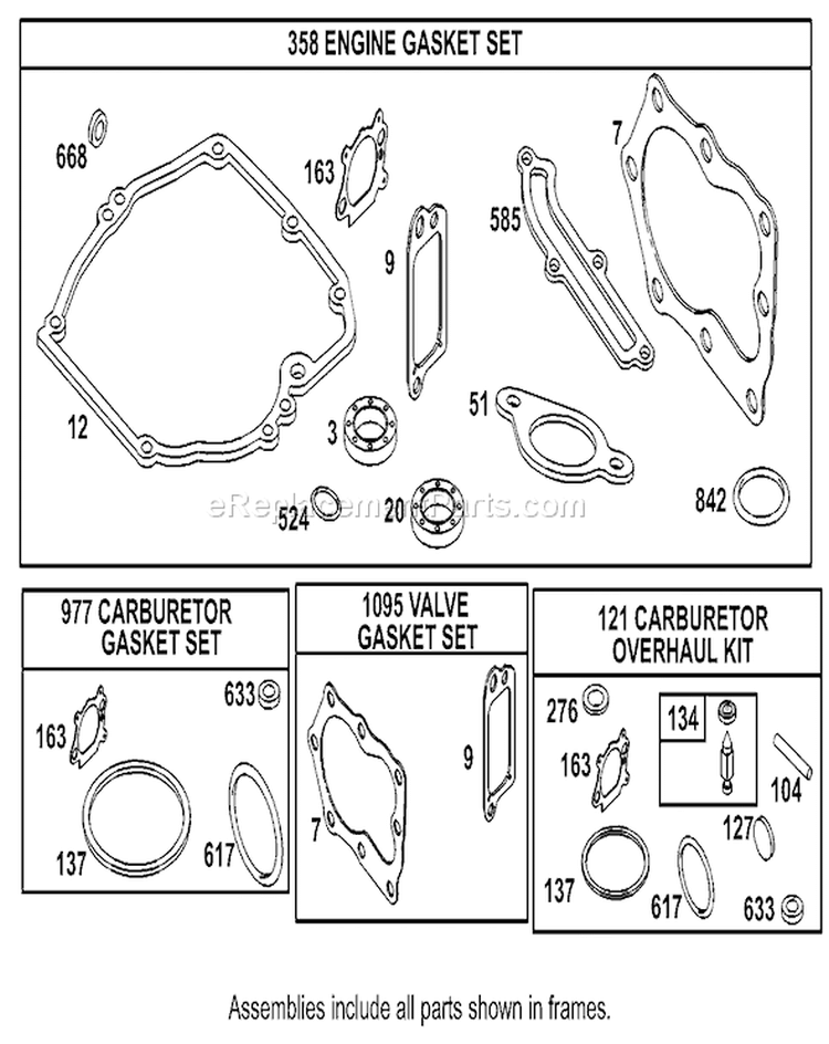 Gasket Assembly Diagram and Parts List for 20816 240000001-240999999 - 2004 Toro Lawn Mower