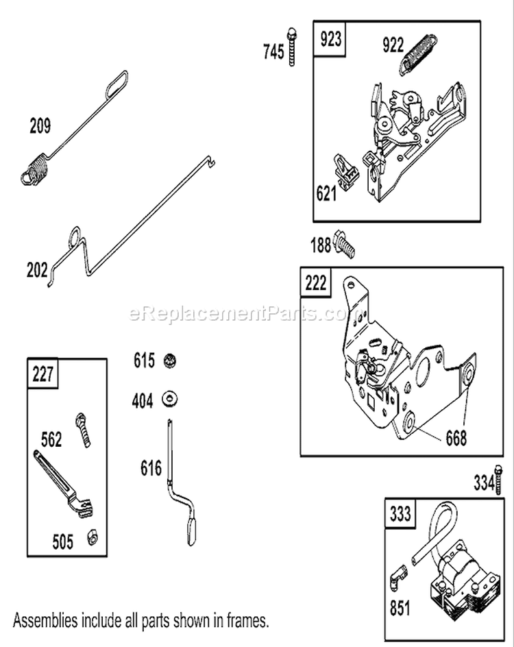 Governor Assembly Diagram and Parts List for 20816 240000001-240999999 - 2004 Toro Lawn Mower