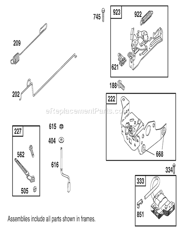 Governor Assembly Diagram and Parts List for 20817 210001001-210999999 - 2001 Toro Lawn Mower