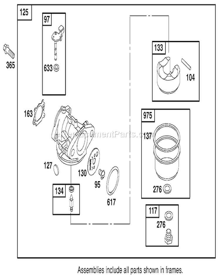Carburetor Overhaul Kit Diagram and Parts List for 20817 210001001-210999999 - 2001 Toro Lawn Mower