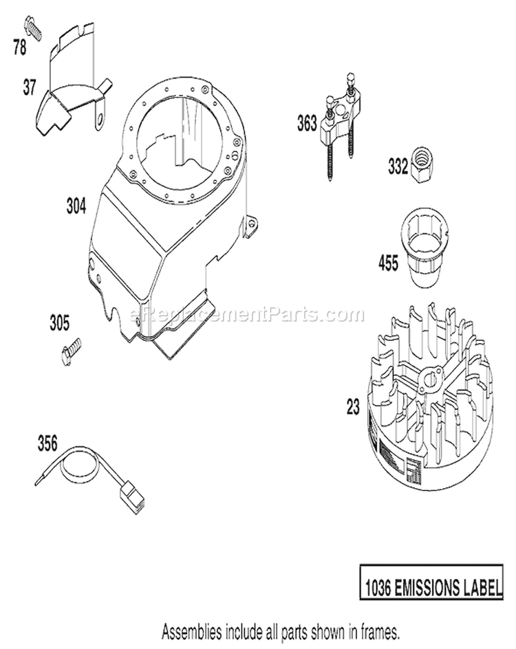 Flywheel and Blower Housing Diagram and Parts List for 20817 210001001-210999999 - 2001 Toro Lawn Mower