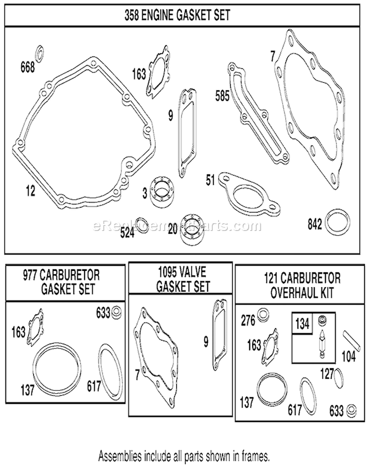 Gasket Assembly Diagram and Parts List for 20817 210001001-210999999 - 2001 Toro Lawn Mower
