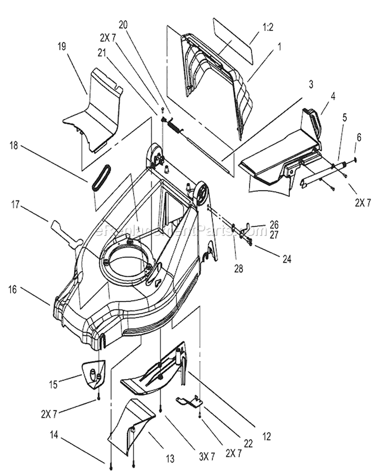 Deck, Kickers and Recycler Plug Diagram and Parts List for 20817 220000001-220999999 - 2002 Toro Lawn Mower