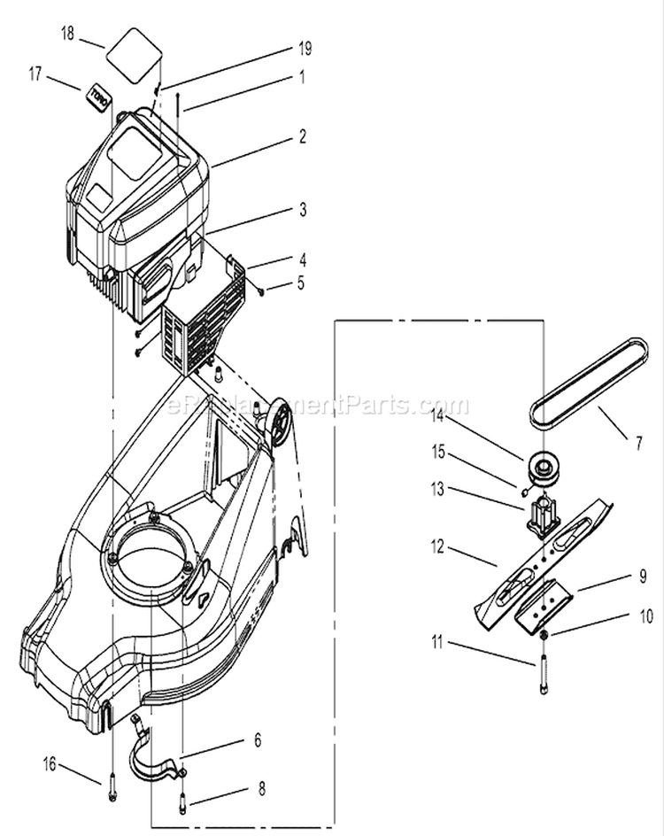 Engine and Blade Assembly Diagram and Parts List for 20817 220000001-220999999 - 2002 Toro Lawn Mower