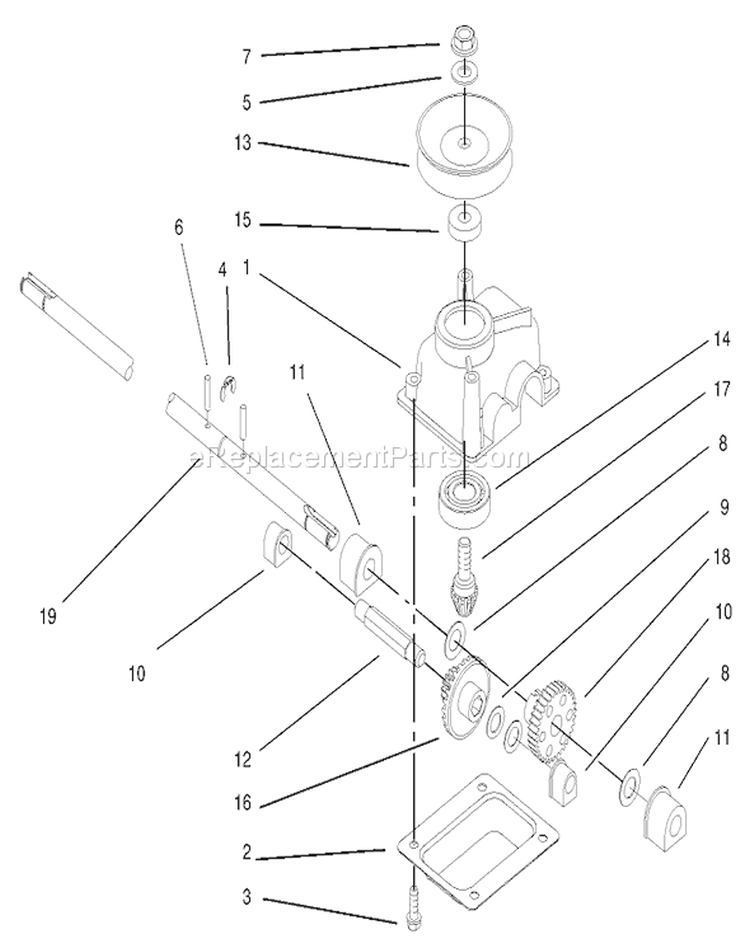 Gear Case Assembly Diagram and Parts List for 20817 270000001-270999999 - 2007 Toro Lawn Mower