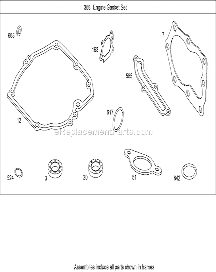 Engine Gasket Set Diagram and Parts List for 20093 280000001-280999999 - 2008 Toro Lawn Mower